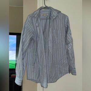 PRONTO UOMO Men’s Non-Iron Light Blue Stripped Dress Shirt MEDIUM